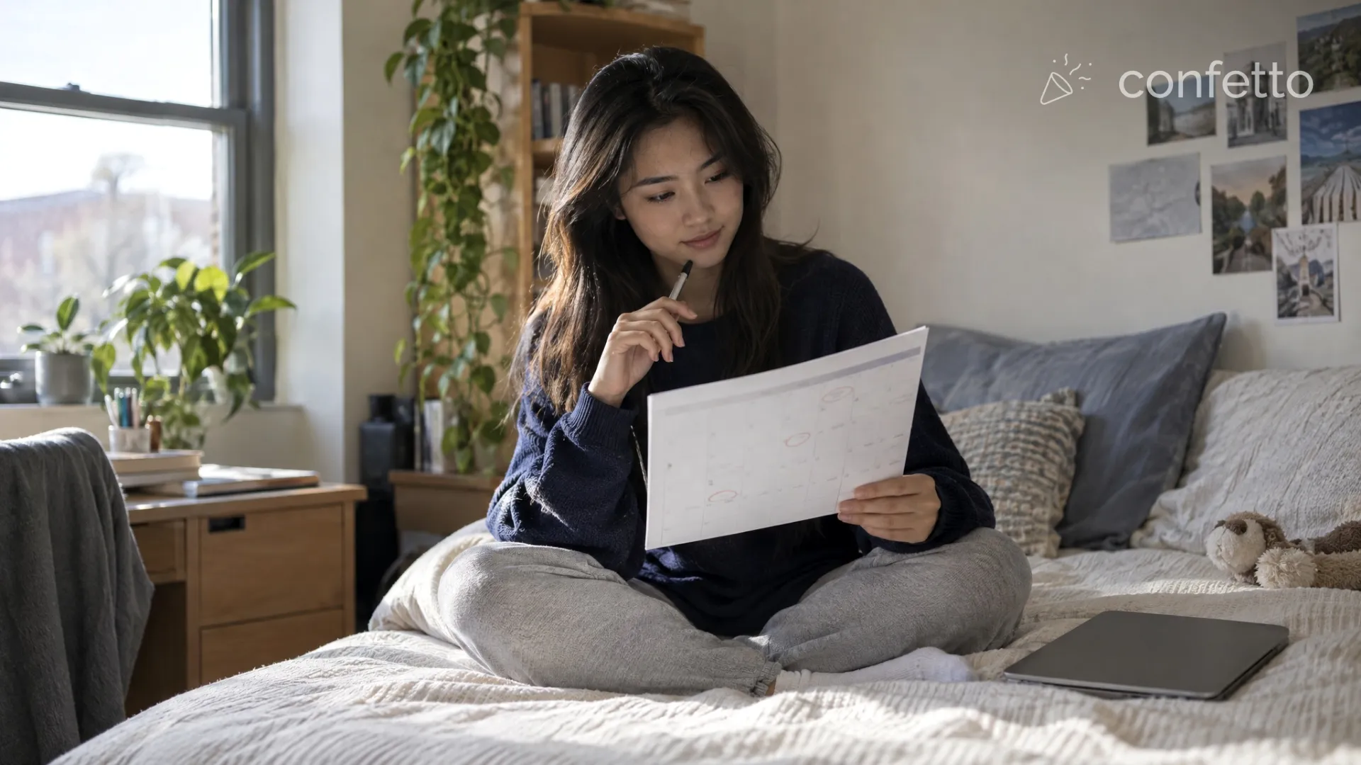 A pre-med student reviewing application deadlines