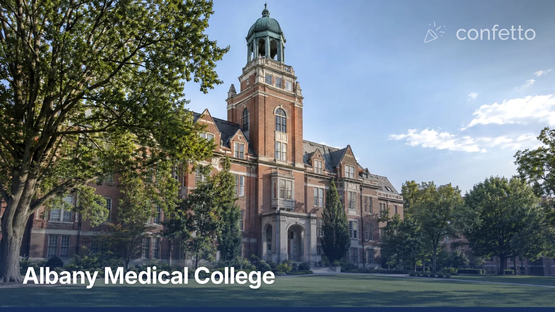 Illustration of a medical school campus, Albany Medical College