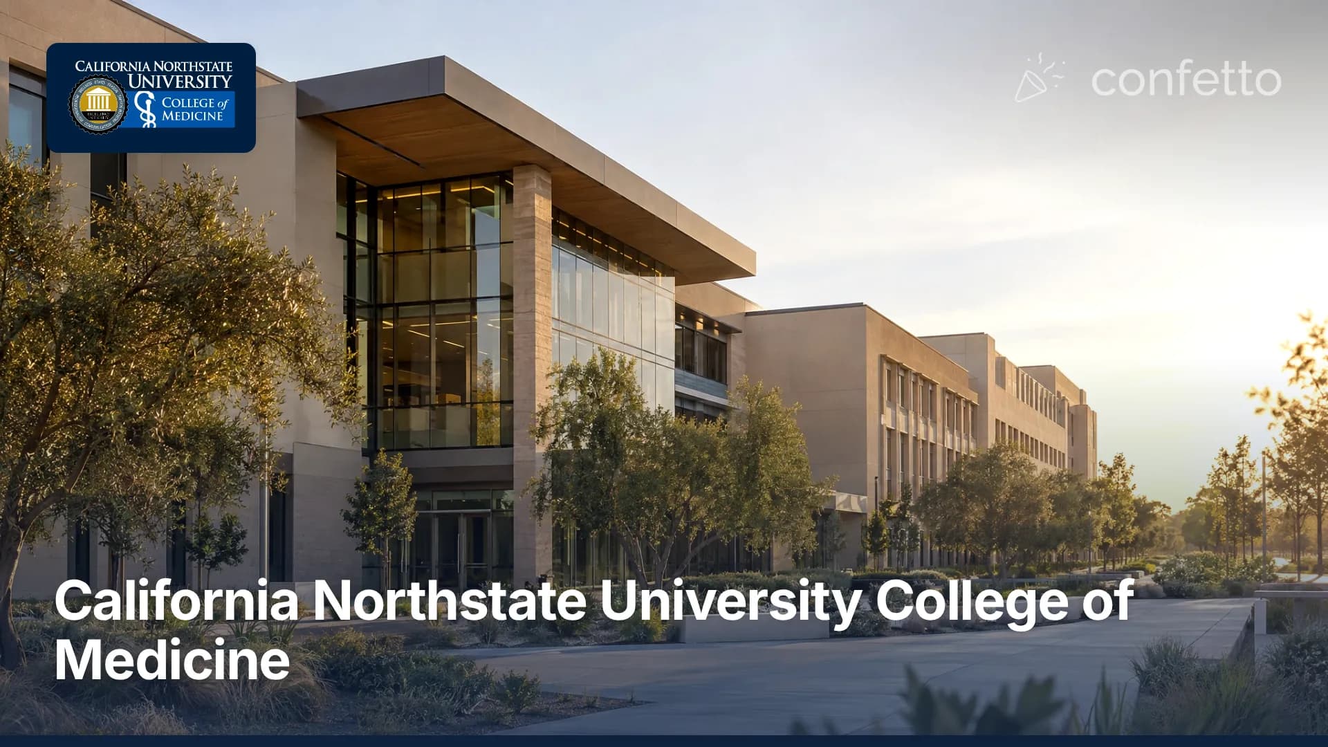Illustration of a medical school campus, California Northstate University College of Medicine