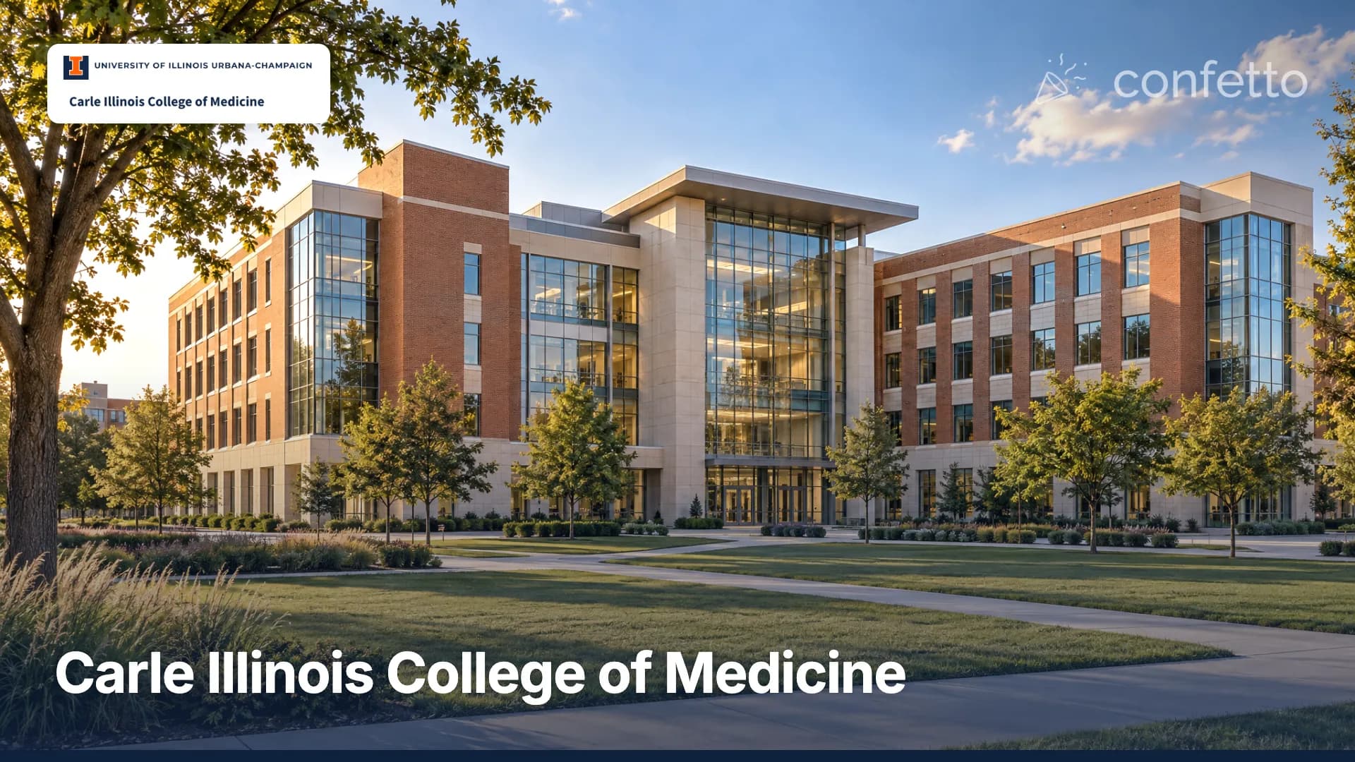 Illustration of a medical school campus, Carle Illinois College of Medicine