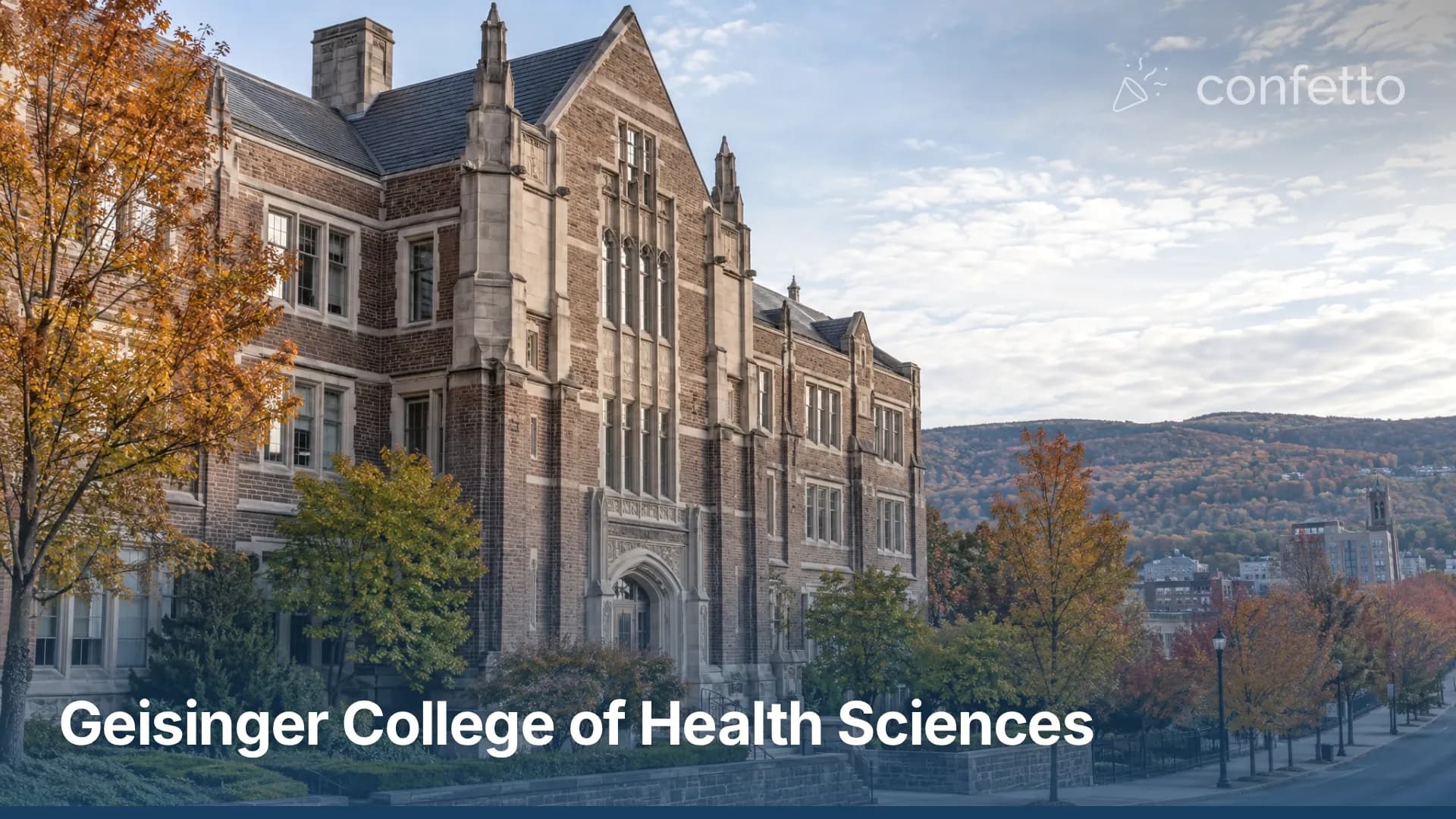 Illustration of a medical school campus, Geisinger College of Health Sciences