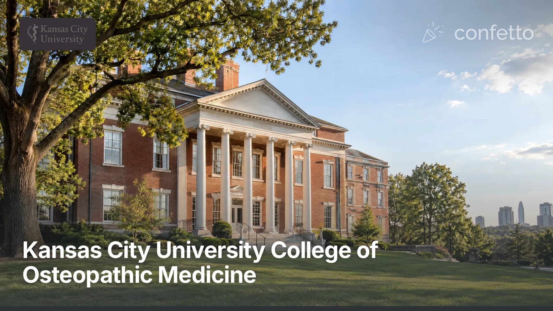 Illustration of a medical school campus, Kansas City University College of Osteopathic Medicine
