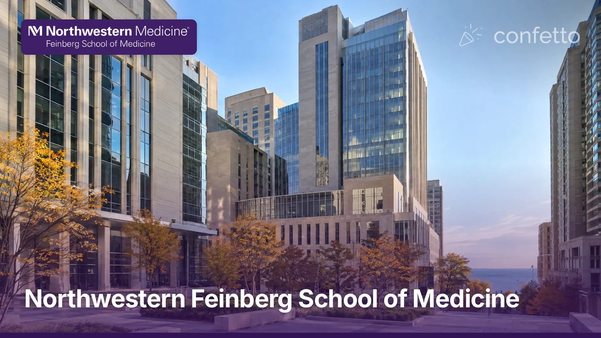 Illustration of a medical school campus, Northwestern Feinberg School of Medicine
