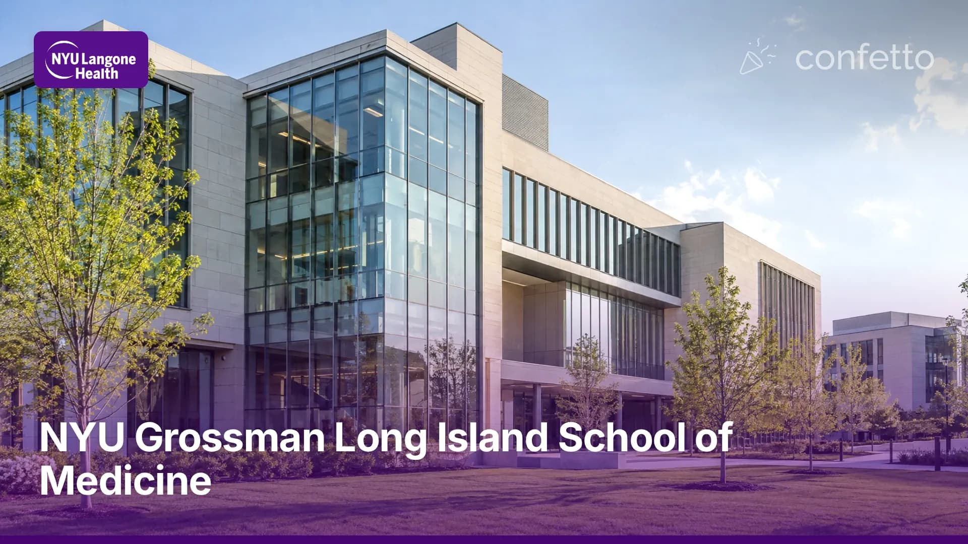 Illustration of a medical school campus, NYU Grossman Long Island School of Medicine