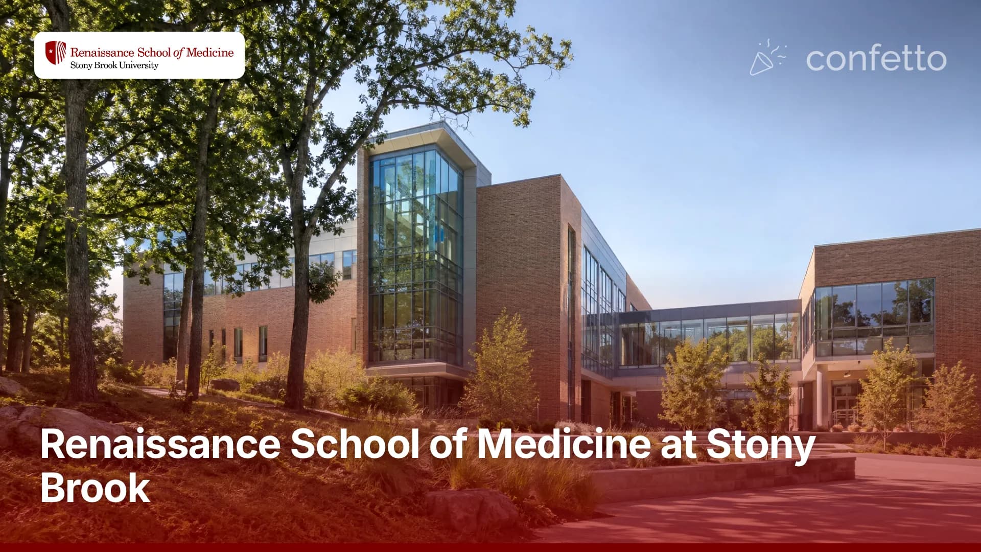 Illustration of a medical school campus, Renaissance School of Medicine at Stony Brook