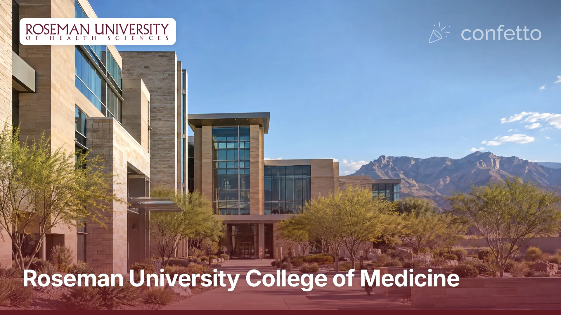 Illustration of a medical school campus, Roseman University College of Medicine