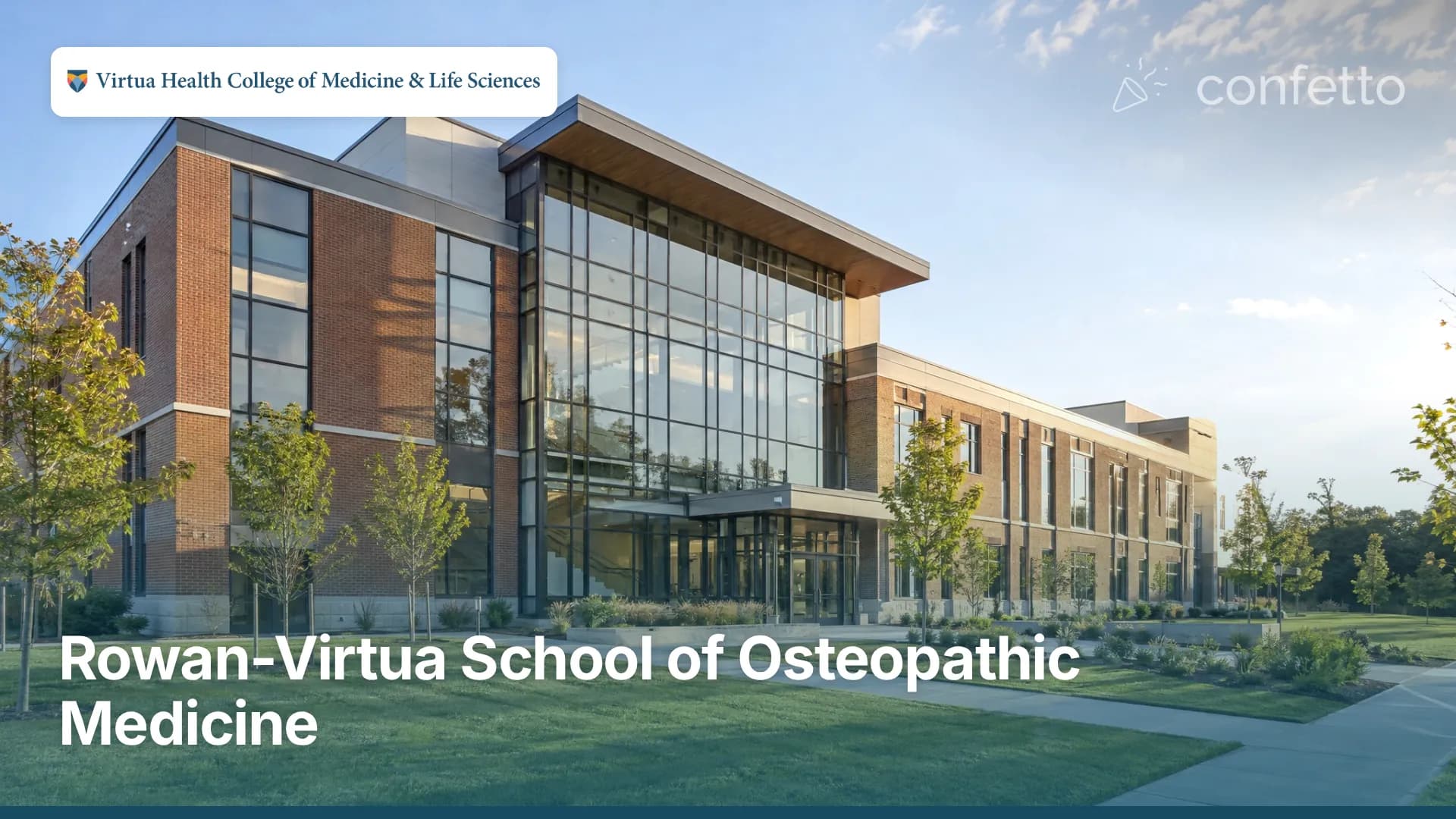 Illustration of a medical school campus, Rowan-Virtua School of Osteopathic Medicine
