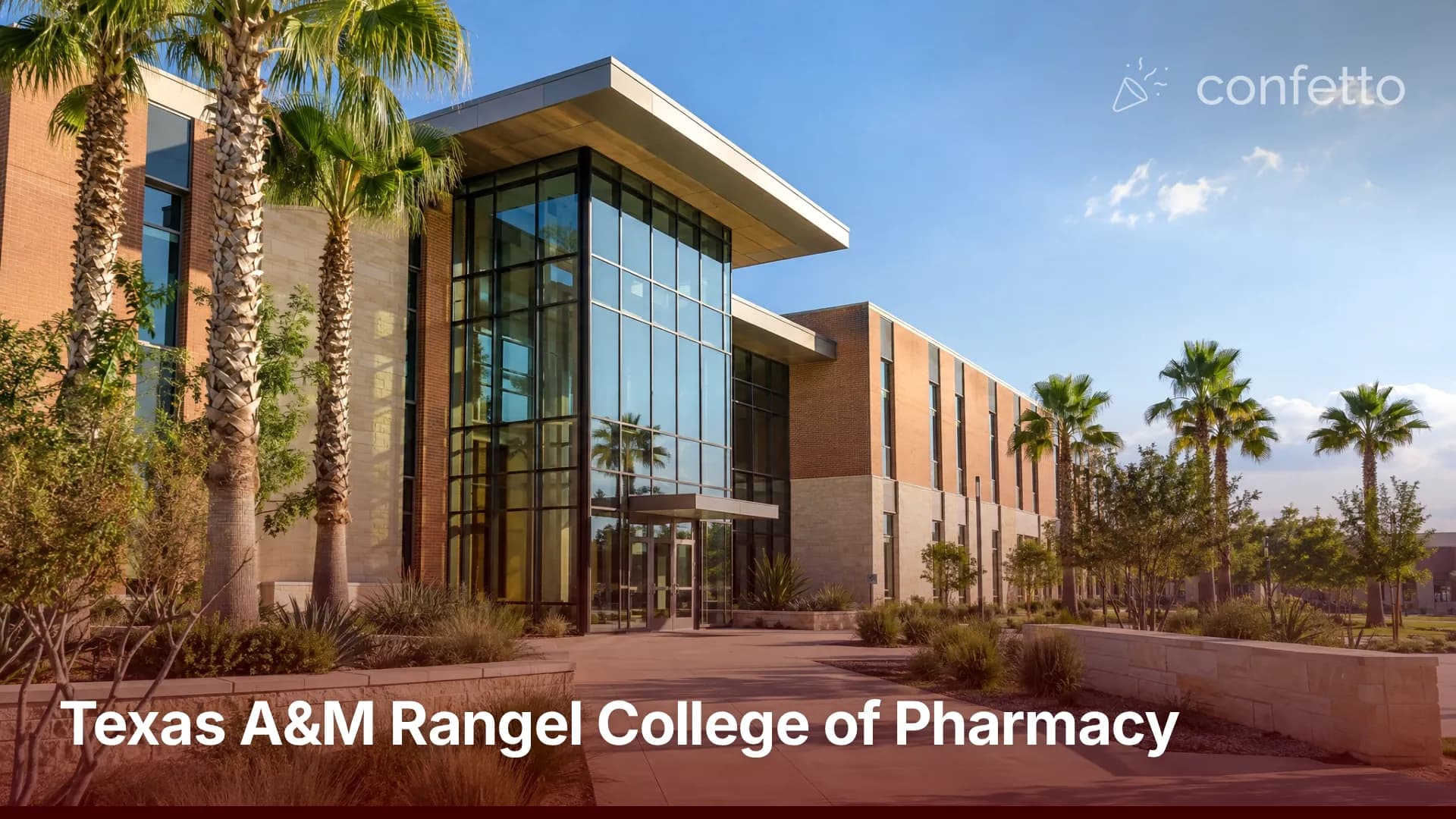 Illustration of a medical school campus, Texas A&M Rangel College of Pharmacy