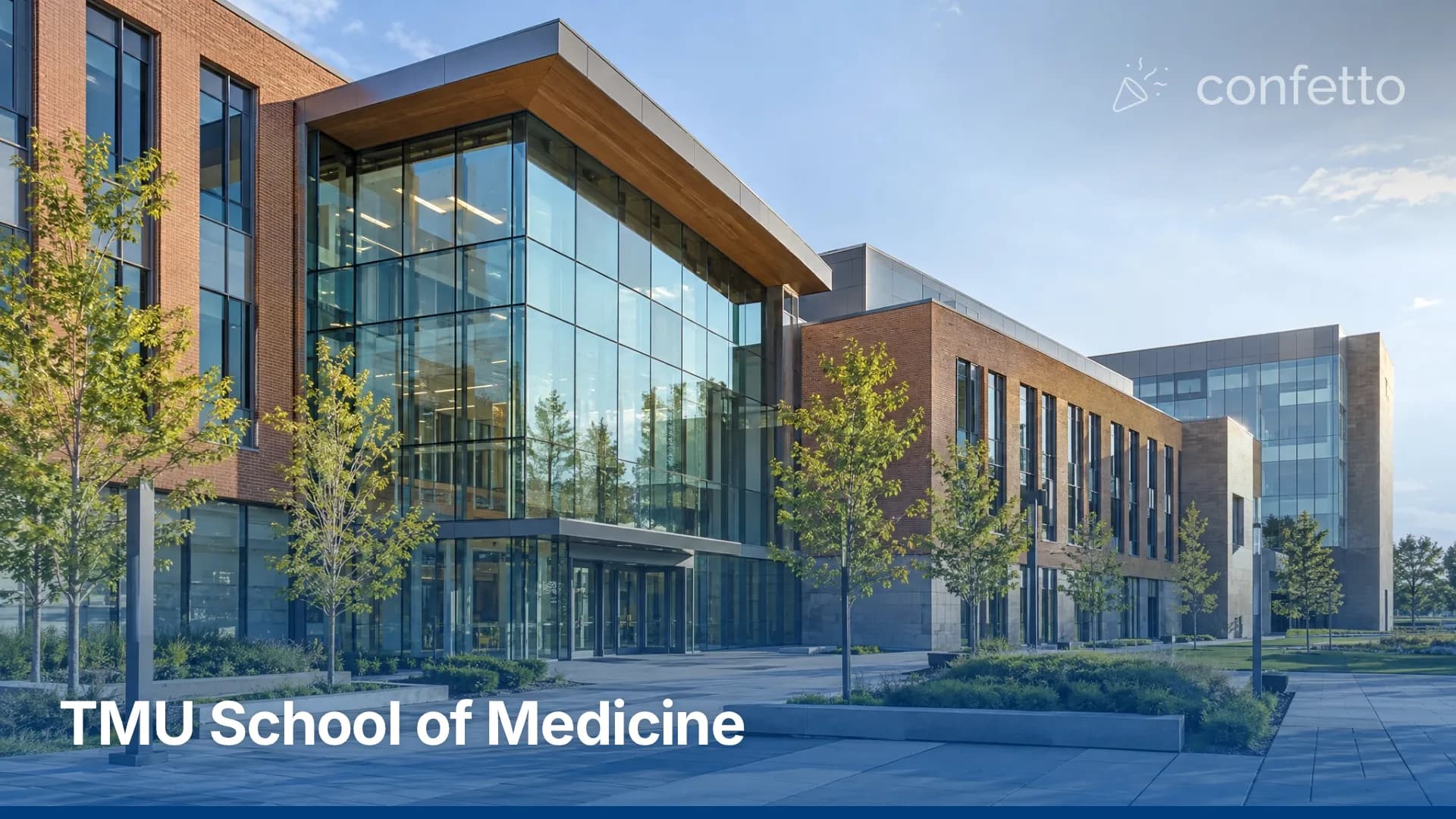 Illustration of a medical school campus, TMU School of Medicine