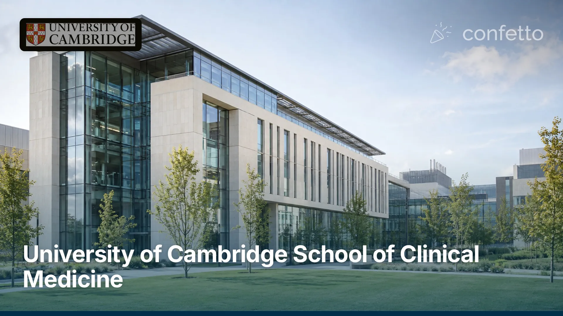 Illustration of a medical school campus, University of Cambridge School of Clinical Medicine