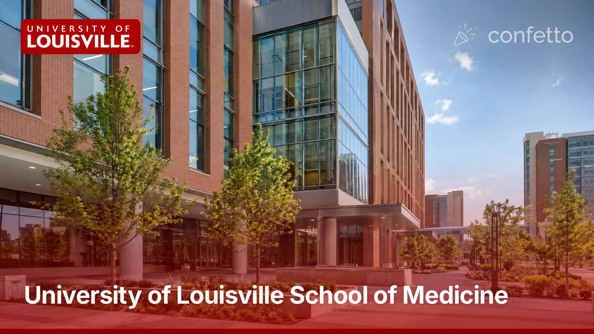Illustration of a medical school campus, University of Louisville School of Medicine