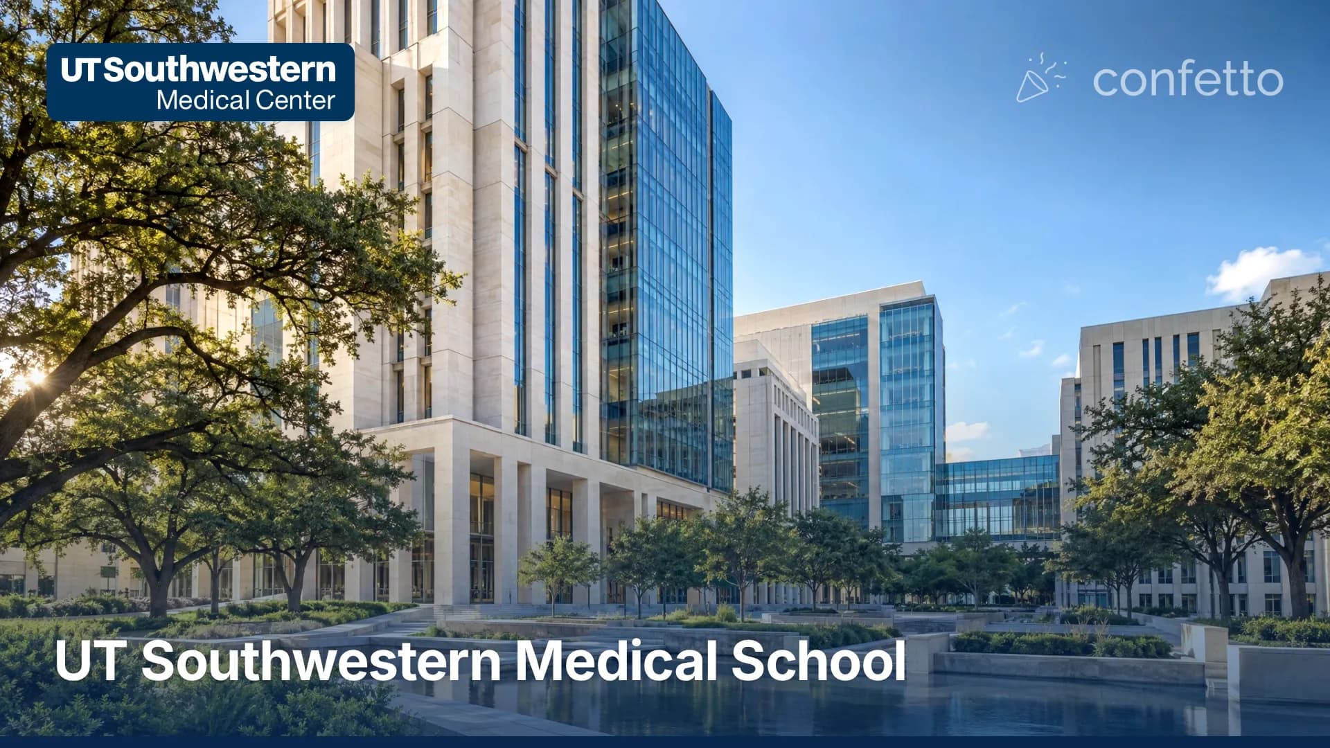 Illustration of a medical school campus, UT Southwestern Medical School
