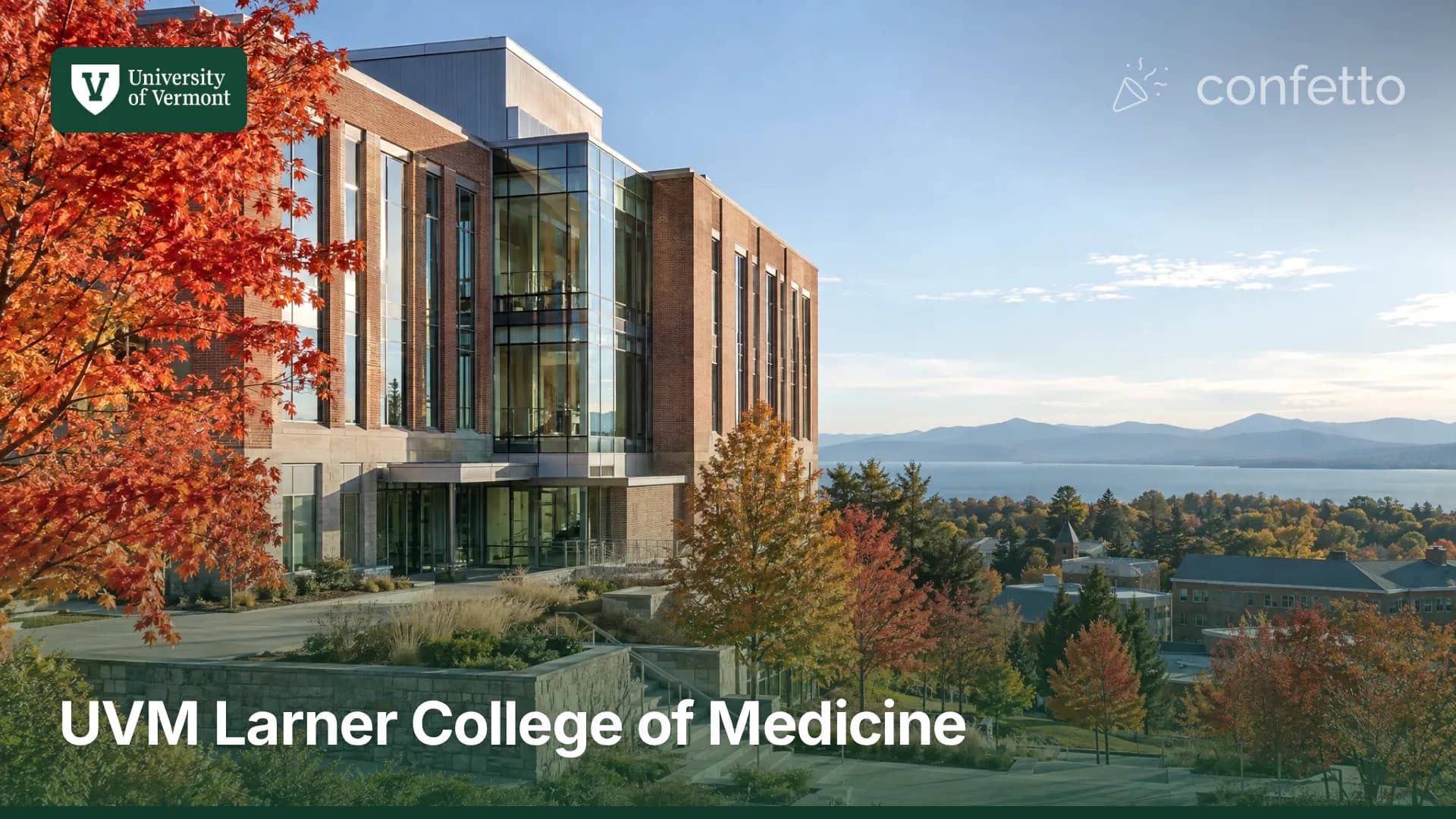 Illustration of a medical school campus, UVM Larner College of Medicine