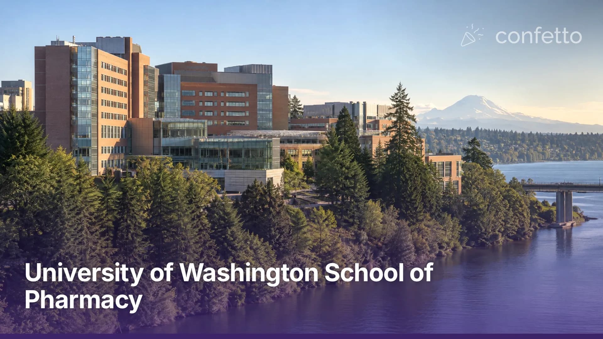 Illustration of a medical school campus, University of Washington School of Pharmacy