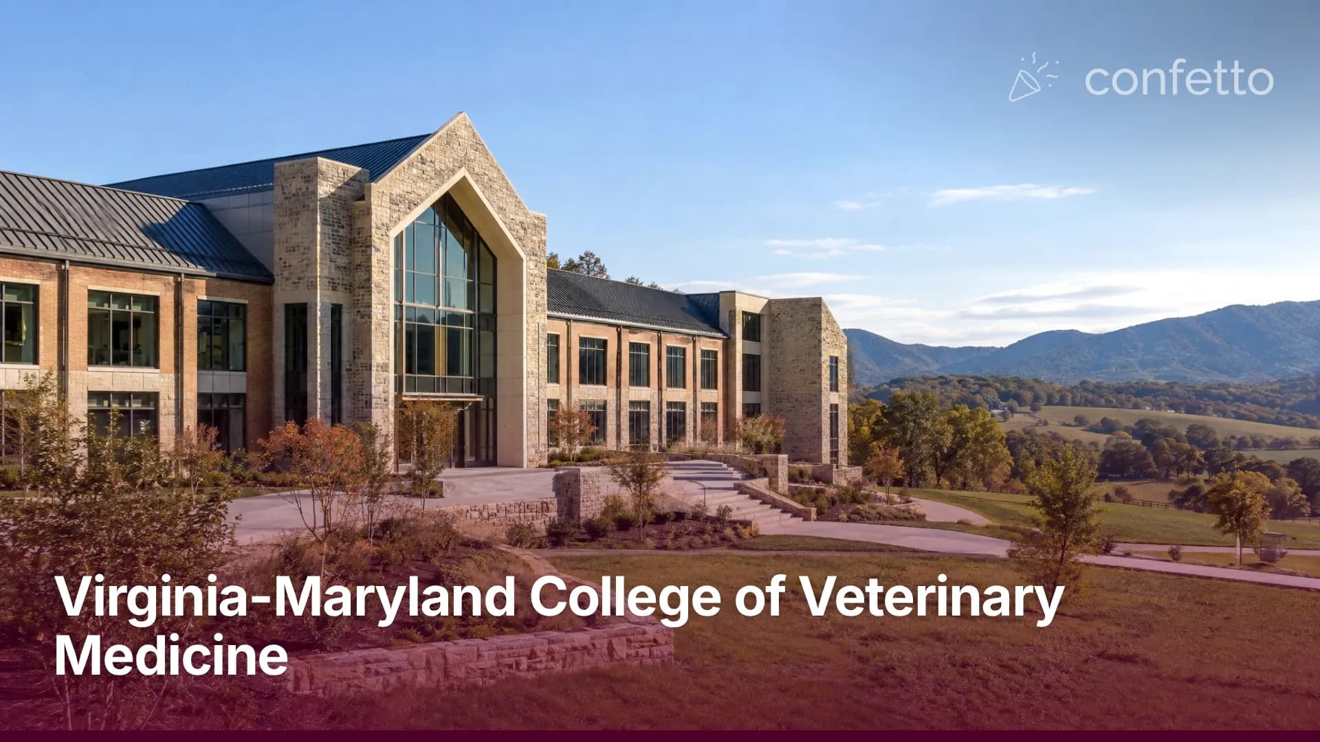 Illustration of a medical school campus, Virginia-Maryland College of Veterinary Medicine