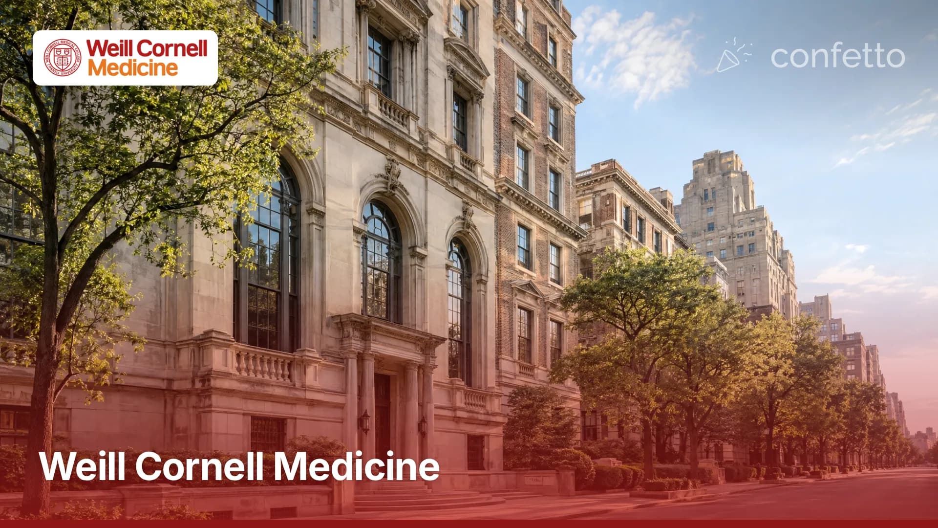 Illustration of a medical school campus, Weill Cornell Medicine