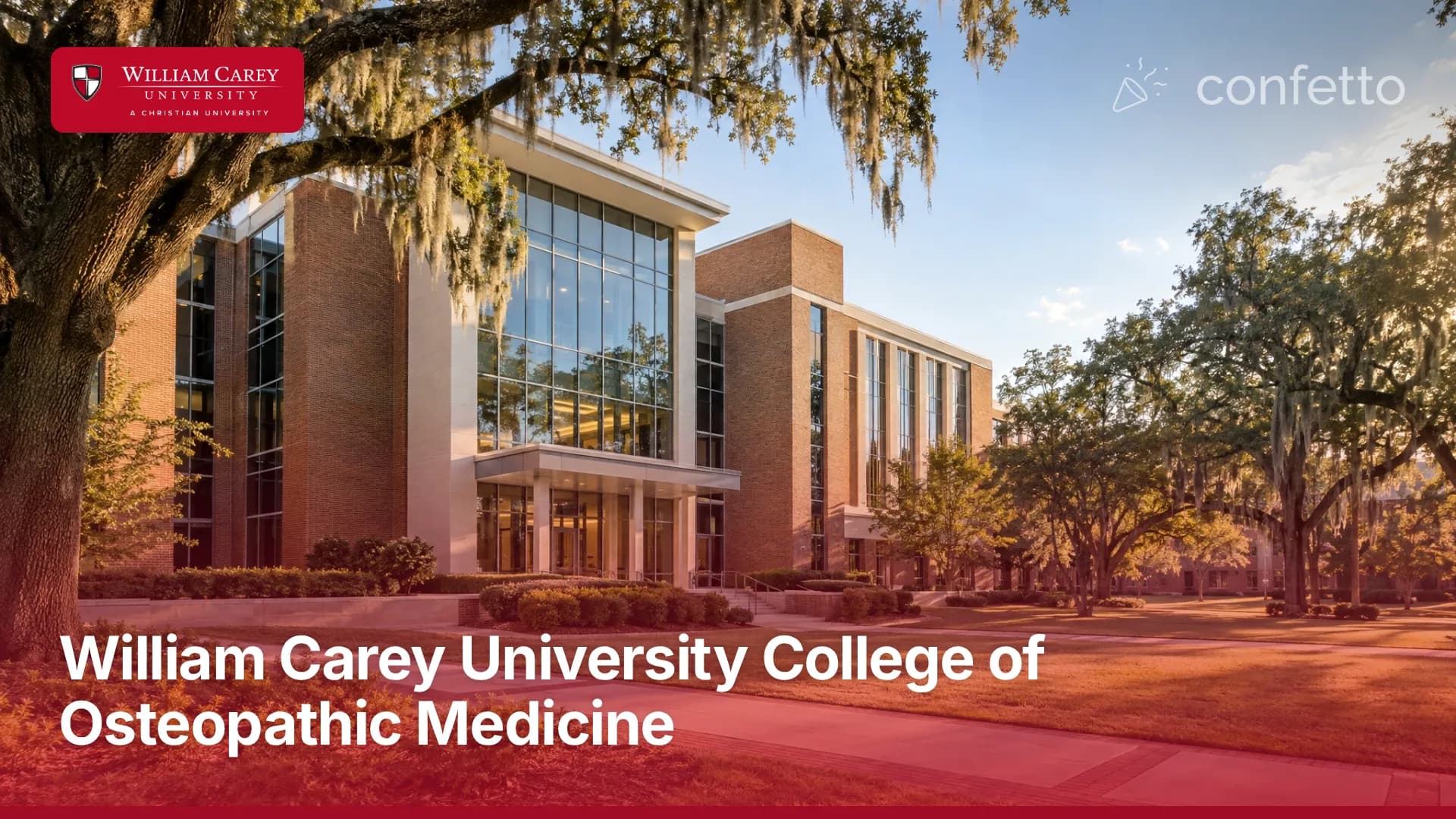 Illustration of a medical school campus, William Carey University College of Osteopathic Medicine