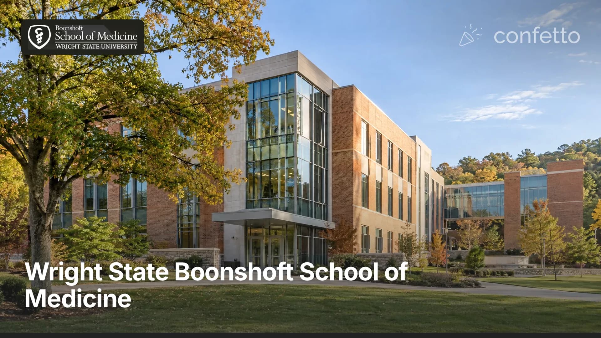 Illustration of a medical school campus, Wright State Boonshoft School of Medicine