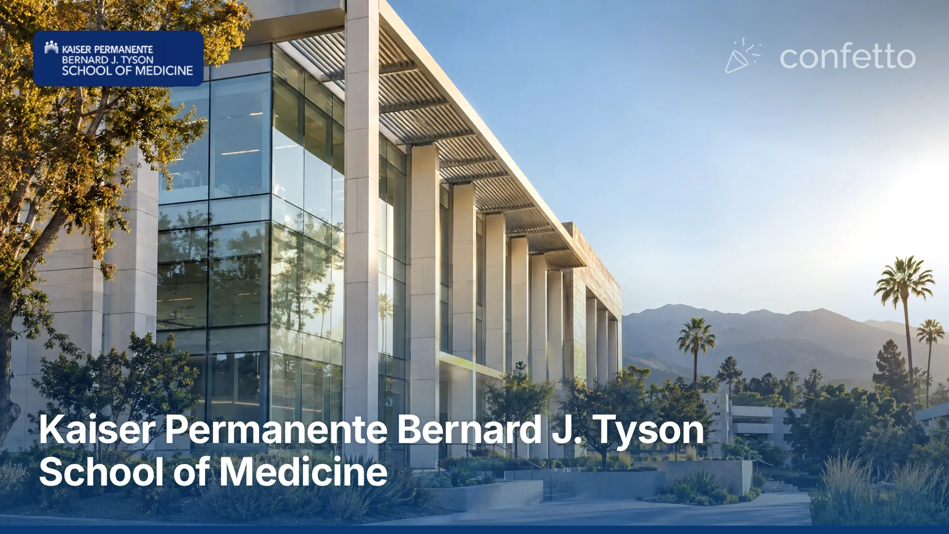 Illustration of a medical school campus, Kaiser Permanente Bernard J. Tyson School of Medicine