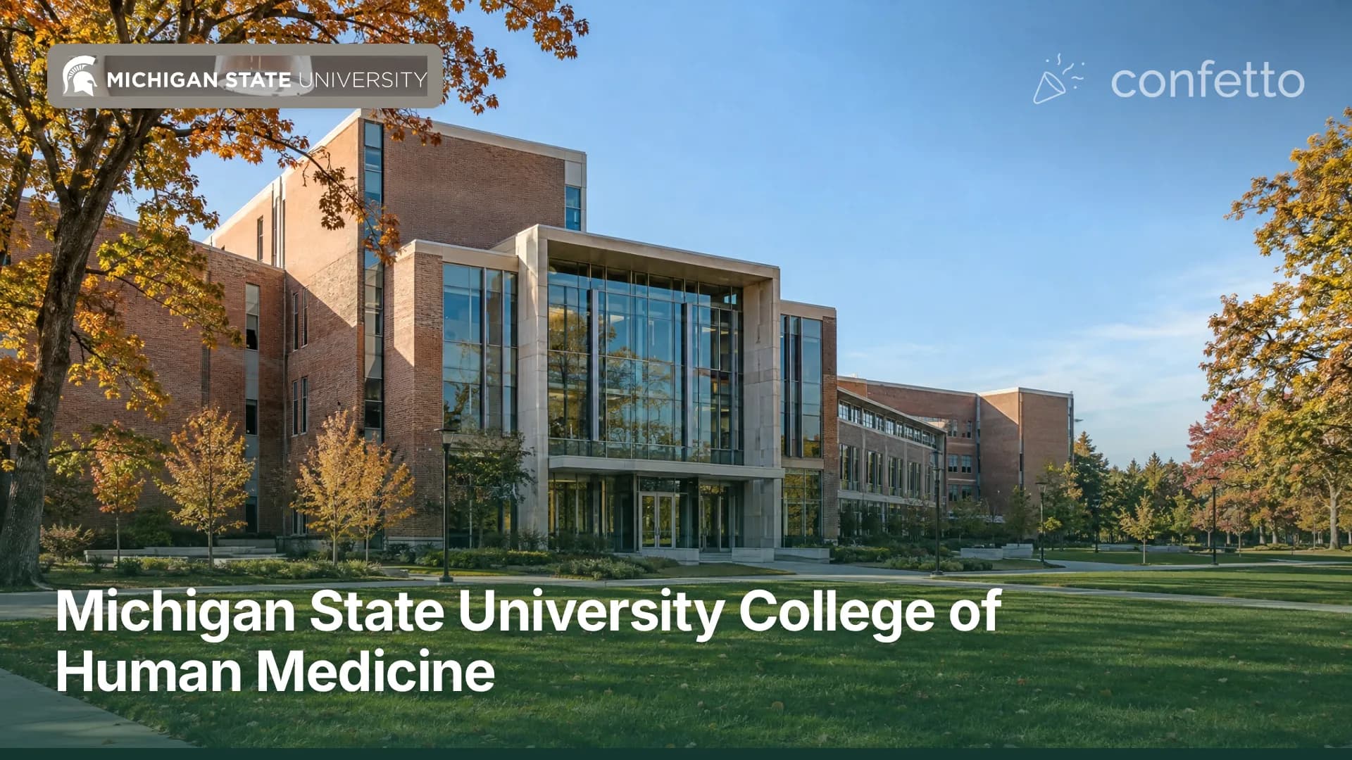 Illustration of a medical school campus, Michigan State University College of Human Medicine