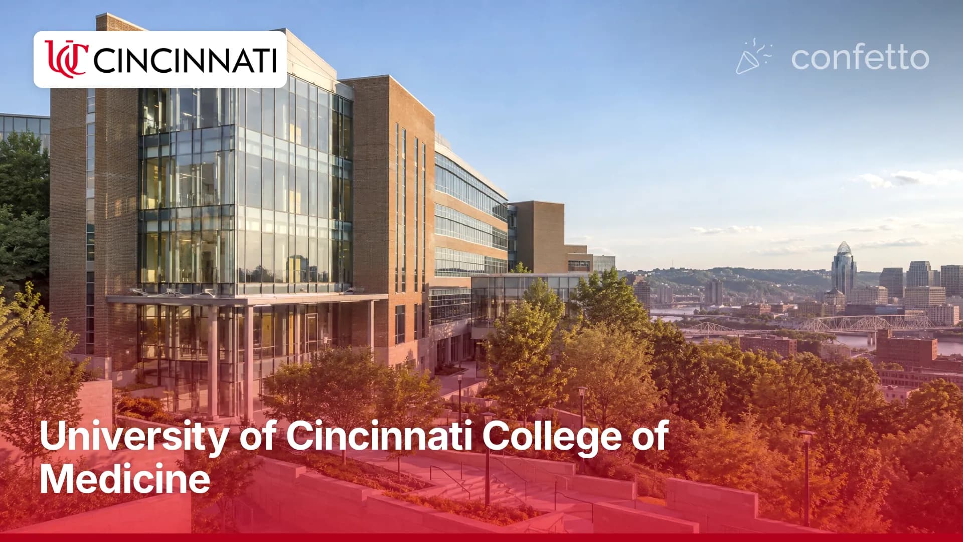 Illustration of a medical school campus, University of Cincinnati College of Medicine
