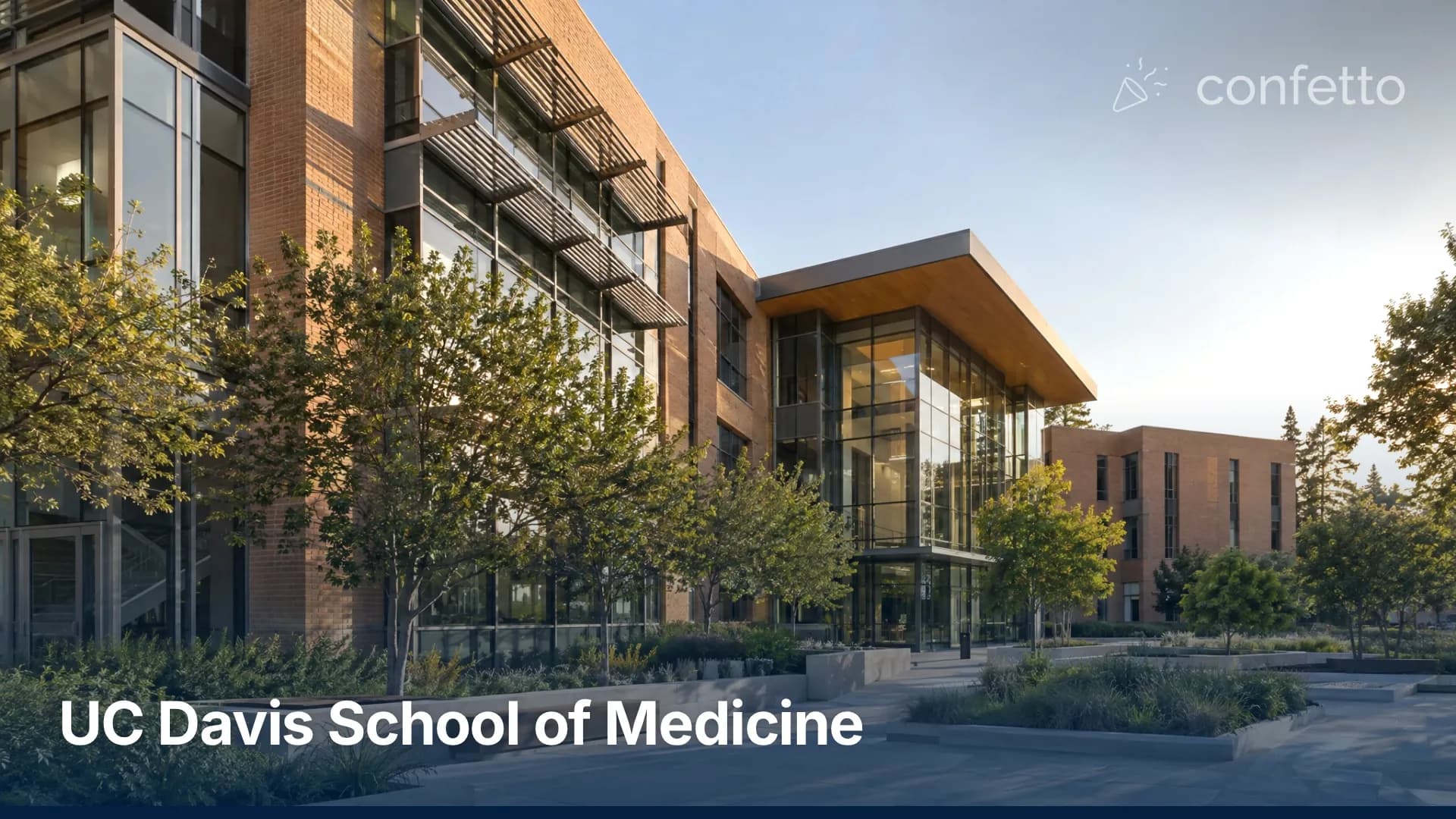 Illustration of a medical school campus, UC Davis School of Medicine