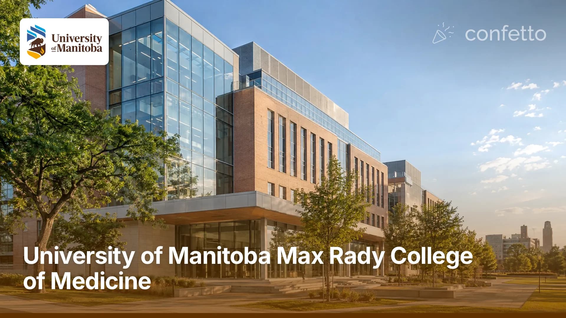 Illustration of a medical school campus, University of Manitoba Max Rady College of Medicine