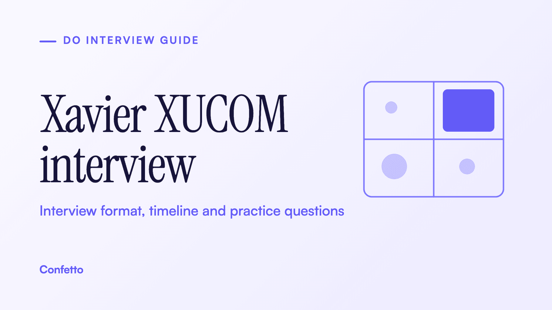 Xavier XUCOM interview guide title card: format, timeline and practice questions