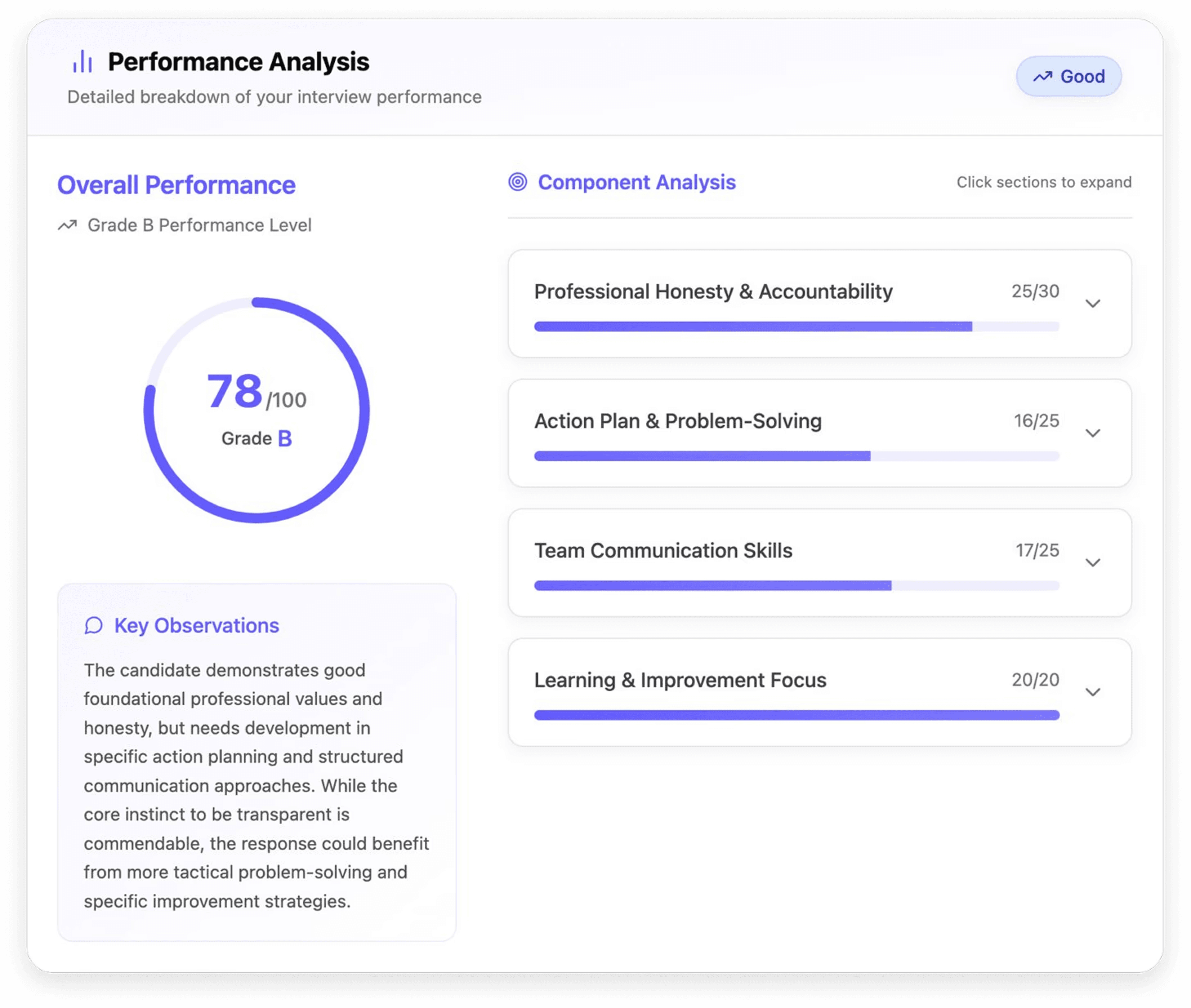 Score and feedback UI
